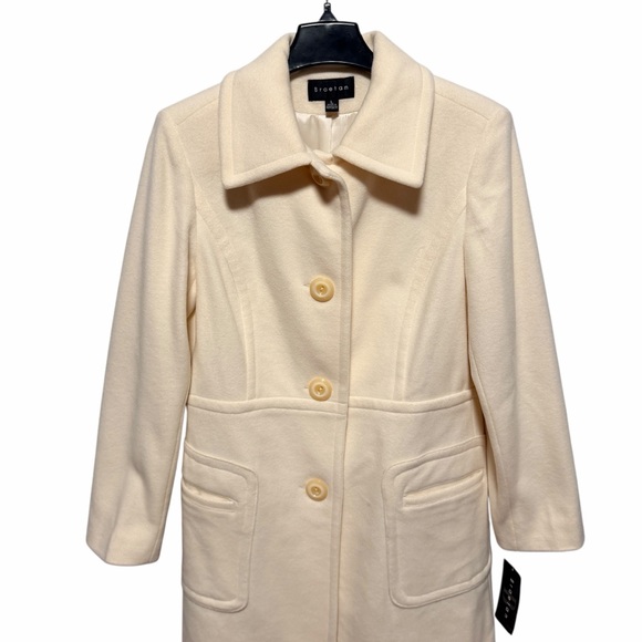 Braetan Cream Wool Blend Coat  – Classic Warm Winter Dress Coat L - Picture 5 of 10